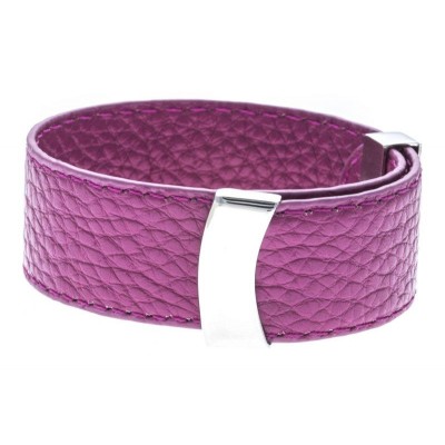 bracelet modulale en cuir rose 2 cm Odena pour femme - Lyn&Or Bijoux