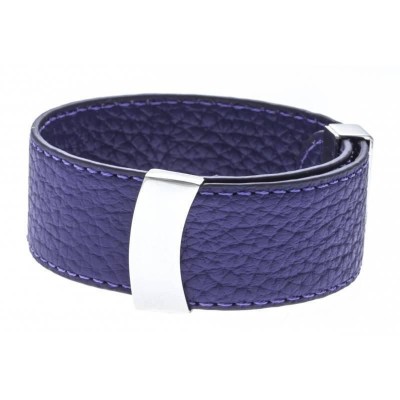bracelet modulale en cuir violet 2 cm Odena pour femme - Lyn&Or Bijoux
