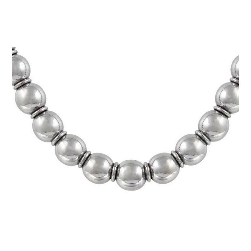 Collier original pour femme: Perles en acier gris PHEBUS - Technik - Lyn&Or Bijoux