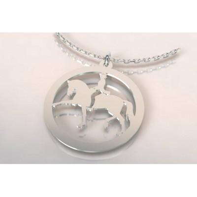 Collier créateur en argent pour femme - Cavalier au dressage - Lyn&Or Bijoux