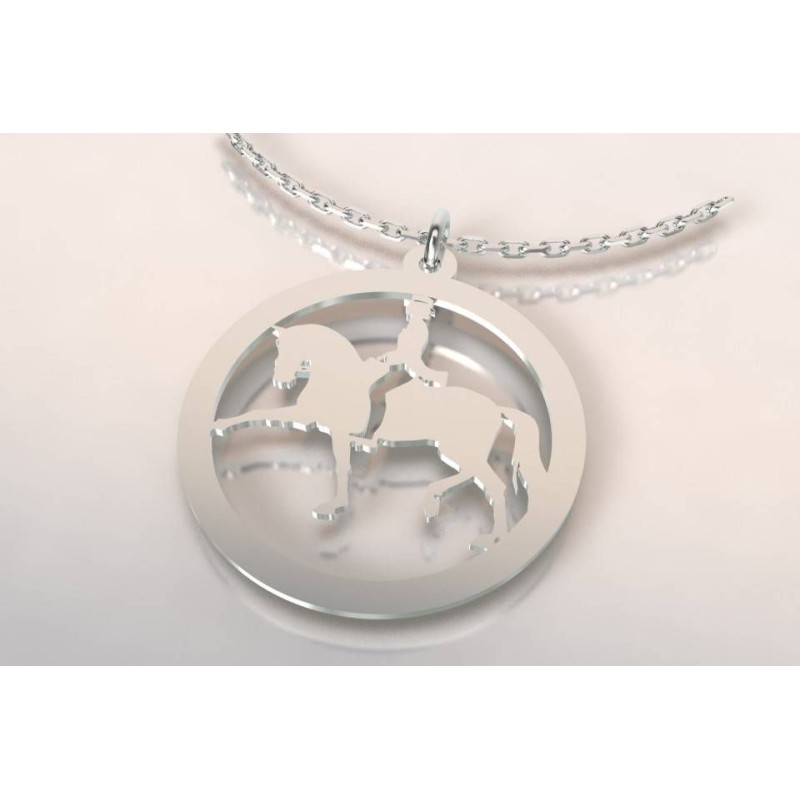 Collier créateur pour femme cavalier au dressage en argent Collier créateur pour femme cavalier au dressage en argent