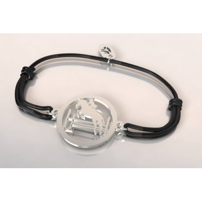 Bracelet Cavalier au saut d'obstacle en argent, pour femme, cordon coloré