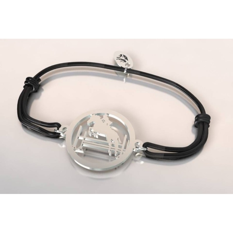 Bracelet cordon pour femme en argent pas cher: Cheval au saut d'obstacle Bracelet cordon pour femme en argent pas cher: Cheval au saut d'obstacle