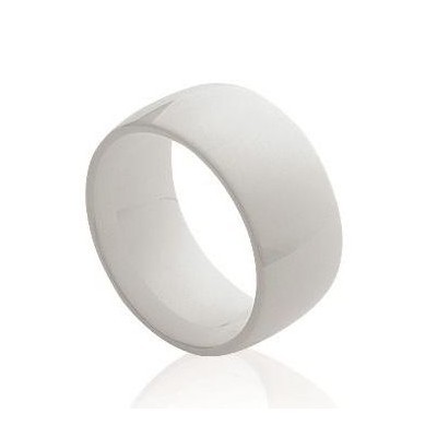 Bague céramique femme, anneau blanc lisse de 8,5 mm, Enora - Lyn&Or Bijoux