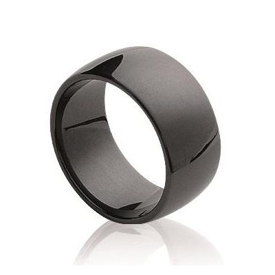 Bague céramique femme, anneau noir lisse de 8,5 mm, Enora - Lyn&Or Bijoux