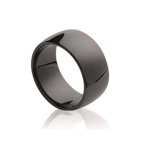 Bague céramique femme, anneau noir lisse de 8,5 mm, Enora - Lyn&Or Bijoux