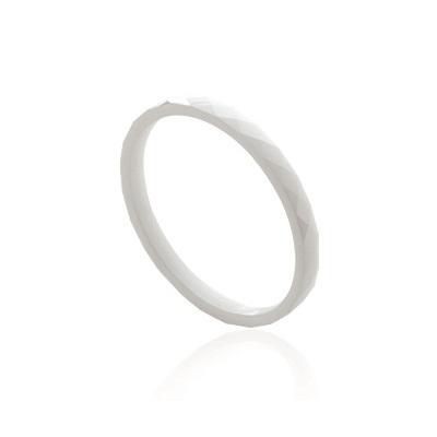 Bague céramique blanche pour femme, anneau facetté 2 mm, Tina - Lyn&Or Bijoux