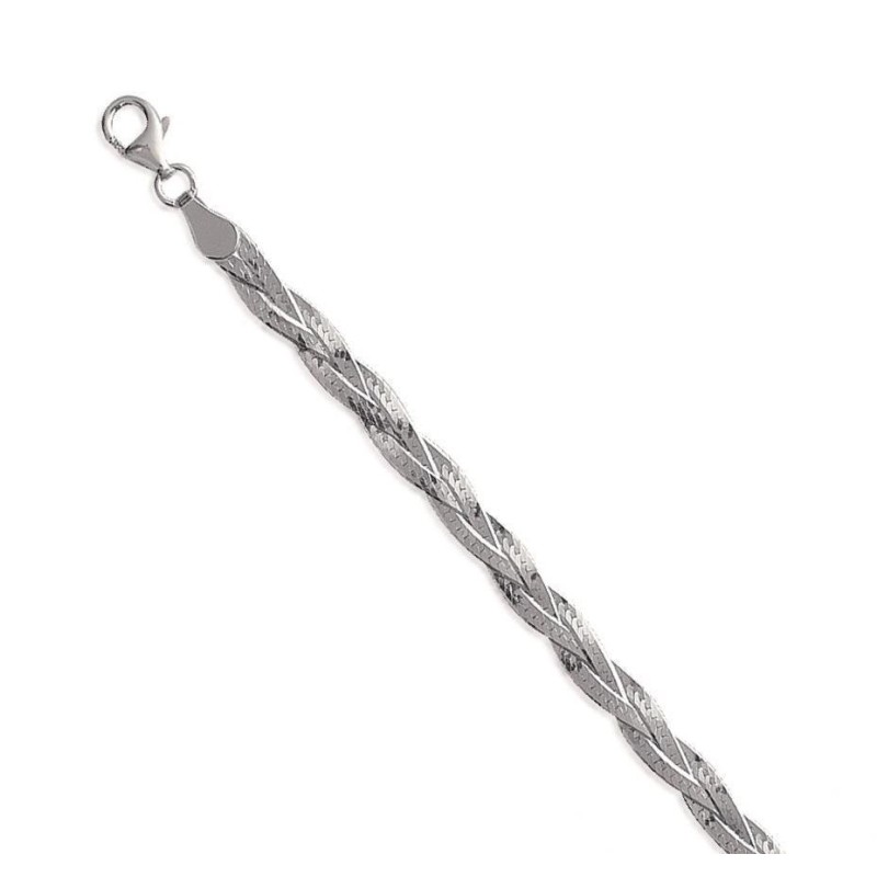 Bracelet en argent 925 millièmes pour femme, Serpent plat Tressé Bracelet en argent 925 millièmes pour femme, Serpent plat Tressé