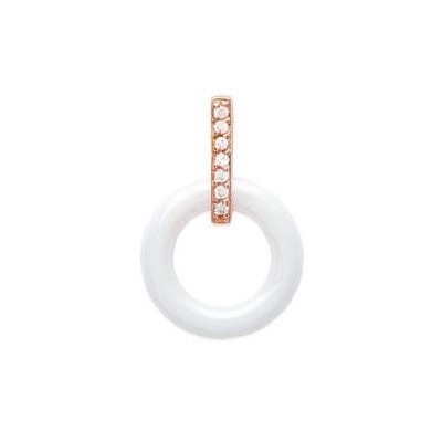 Pendentif cercle blanc en céramique pour femme, Tiéna - Lyn&Or Bijoux