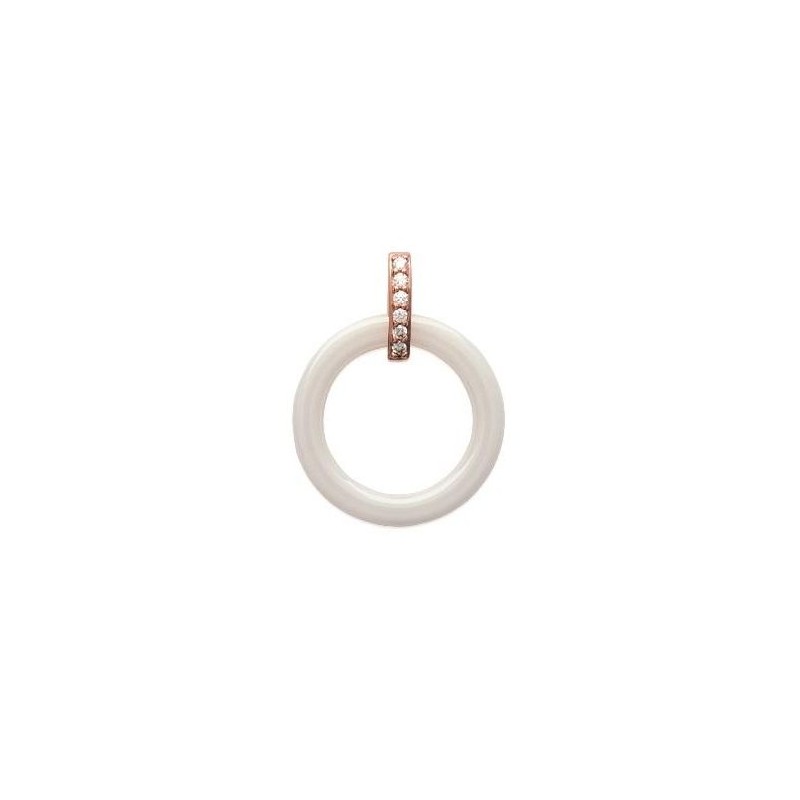 Pendentif plaqué or rose, zircon, céramique pour femme - Siena - Lyn&Or Bijoux