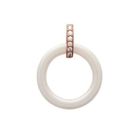 Pendentif plaqué or rose, zircon, céramique pour femme - Siena - Lyn&Or Bijoux