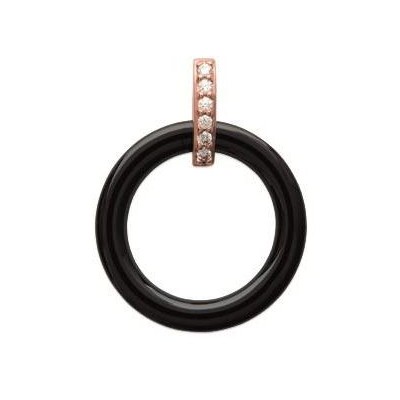 Pendentif en plaqué or rose, zircon, céramique noire, Siena - Lyn&Or Bijoux
