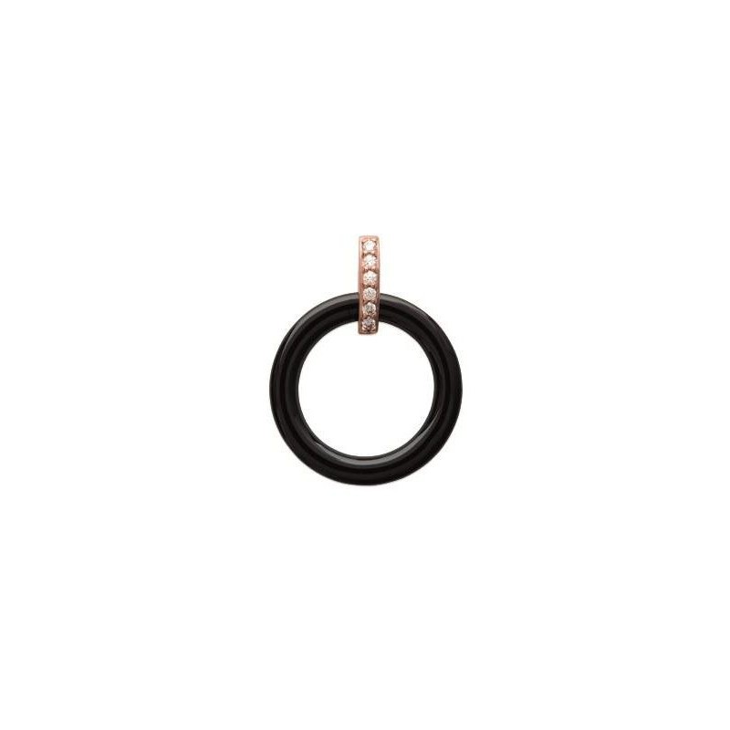 Pendentif en plaqué or rose, zircon, céramique noire, Siena - Lyn&Or Bijoux
