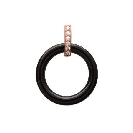 Pendentif en plaqué or rose, zircon, céramique noire, Siena - Lyn&Or Bijoux
