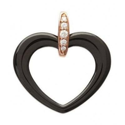Pendentif en plaqué or rose, zircon, céramique noire, Zya - Lyn&Or Bijoux