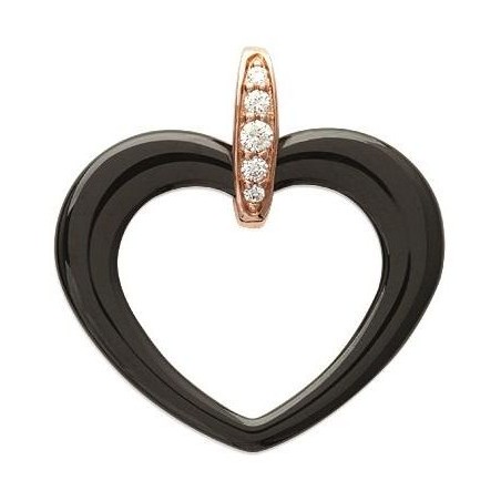 Pendentif en plaqué or rose, zircon, céramique noire, Zya - Lyn&Or Bijoux