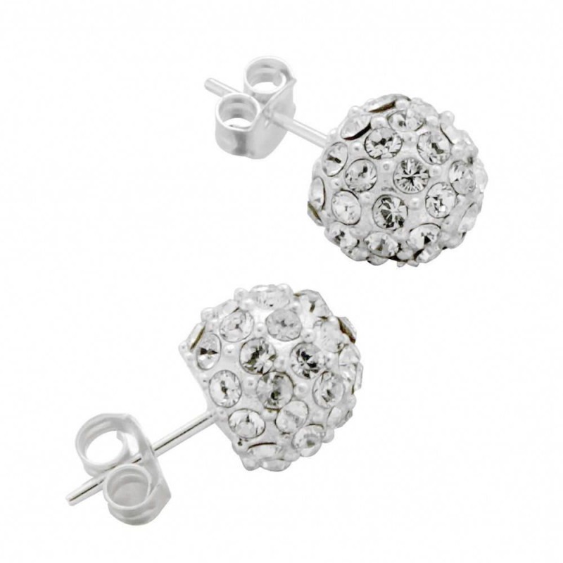 Boucles d'oreilles LZ, Boules argent, Cristal de Swarovski Boucles d'oreilles LZ, Boules argent, Cristal de Swarovski