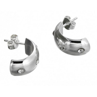 Boucles d'oreille créateur en argent & Swarovski pour femme - Demi-créole - Lyn&Or Bijoux