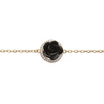 Bracelet, rose noire en céramique pour femme - Constance - Lyn&Or Bijoux