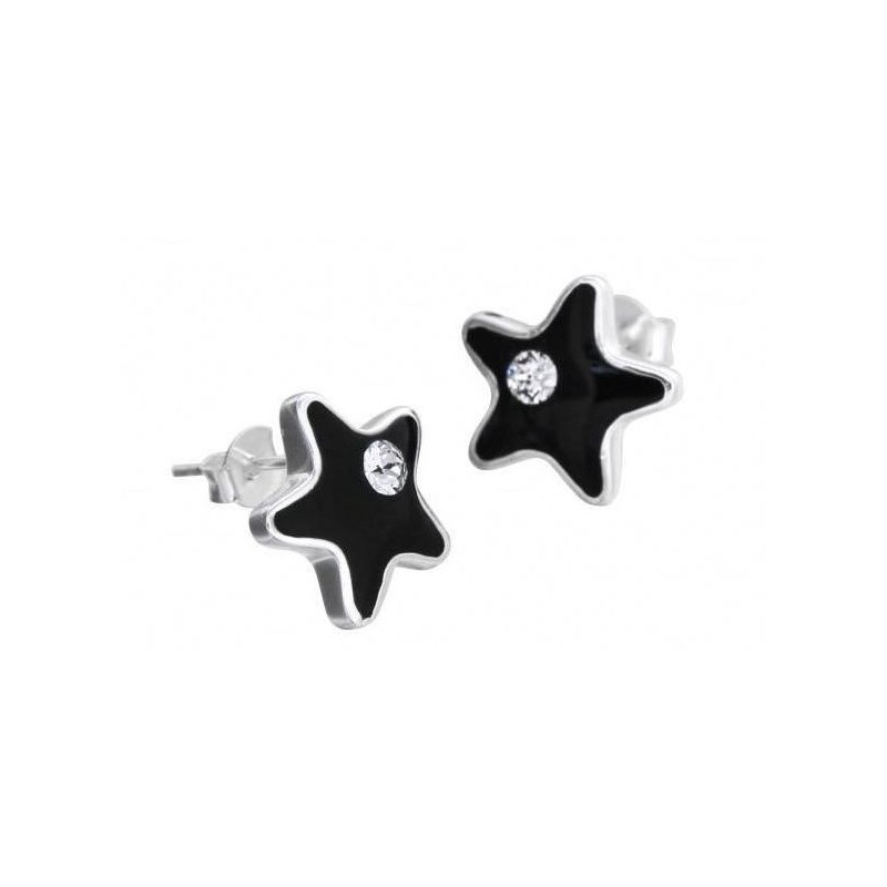 Boucles d'oreilles LZ, Etoile résine noire, cristal de Swarovski Boucles d'oreilles LZ, Etoile résine noire, cristal de Swarovski