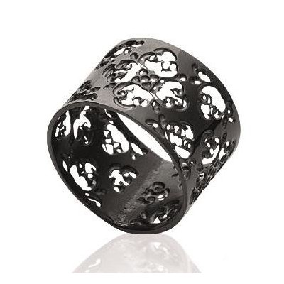 Bague pour femme, large anneau noir en acier - Cynthia - Lyn&Or Bijoux
