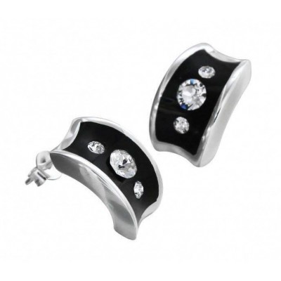 Boucles d'oreilles Swarovski, noir et argent, créatrice Zoé Bijoux - Luna