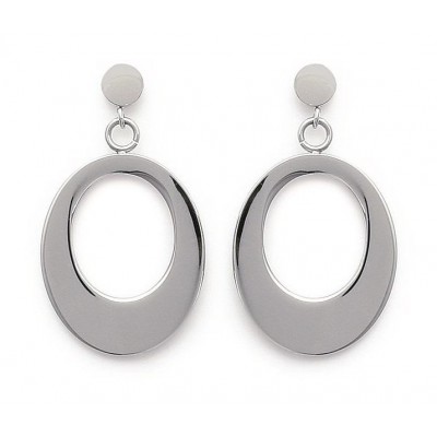 Boucles d'oreille femme, pendants ovales en acier - Attirance - Lyn&Or Bijoux