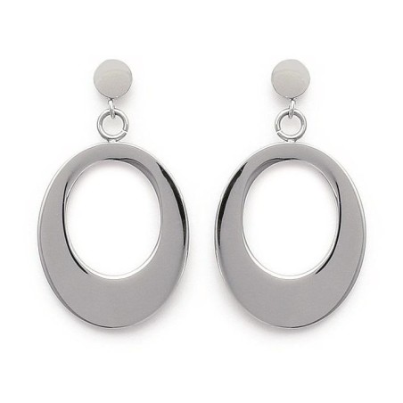 boucles d'oreilles femme, pendants ovales en acier - Attirance - Lyn&Or Bijoux