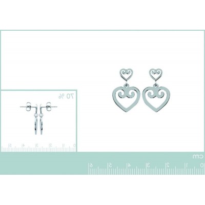 boucles d'oreilles pendantes femme, coeur en acier - Lyn&Or Bijoux