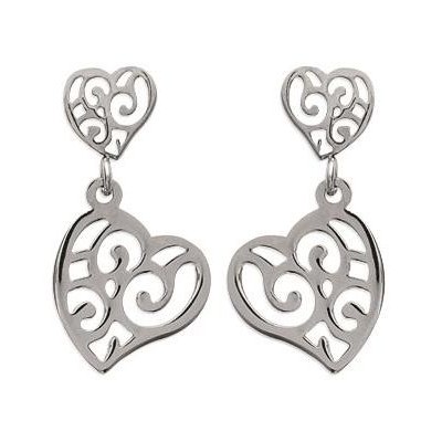 boucles d'oreilles coeur pendant pour femme en acier - Valentine - Lyn&Or Bijoux
