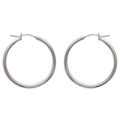 Créoles femme en acier gris inoxydable 30 mm - Salamanca - Lyn&Or Bijoux