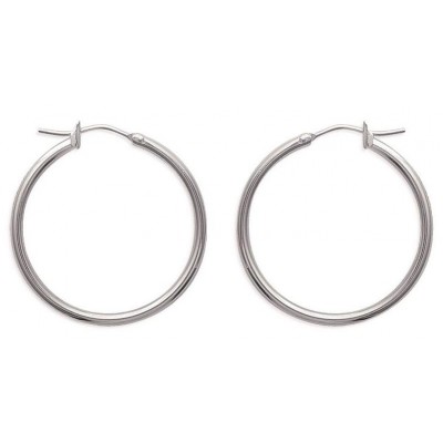 Créoles femme en acier gris inoxydable 30 mm - Salamanca - Lyn&Or Bijoux