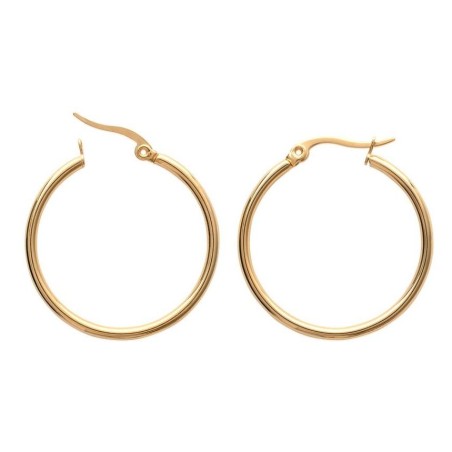 boucles d'oreilles créoles femme, acier doré 30 mm - Paradise - Lyn&Or Bijoux