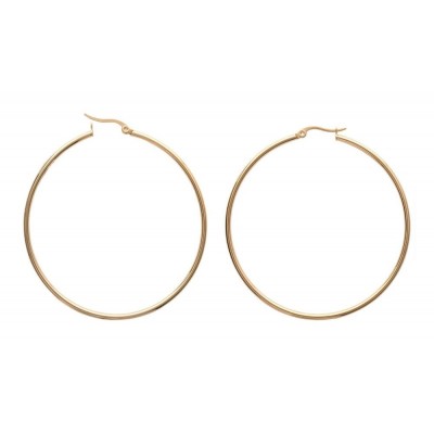 Créoles pour femme en acier doré, diamètre 60 mm - Paradise - Lyn&Or Bijoux