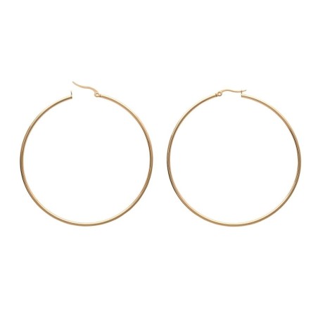 Créoles pour femme en acier doré, diamètre 70 mm - Paradise - Lyn&Or Bijoux