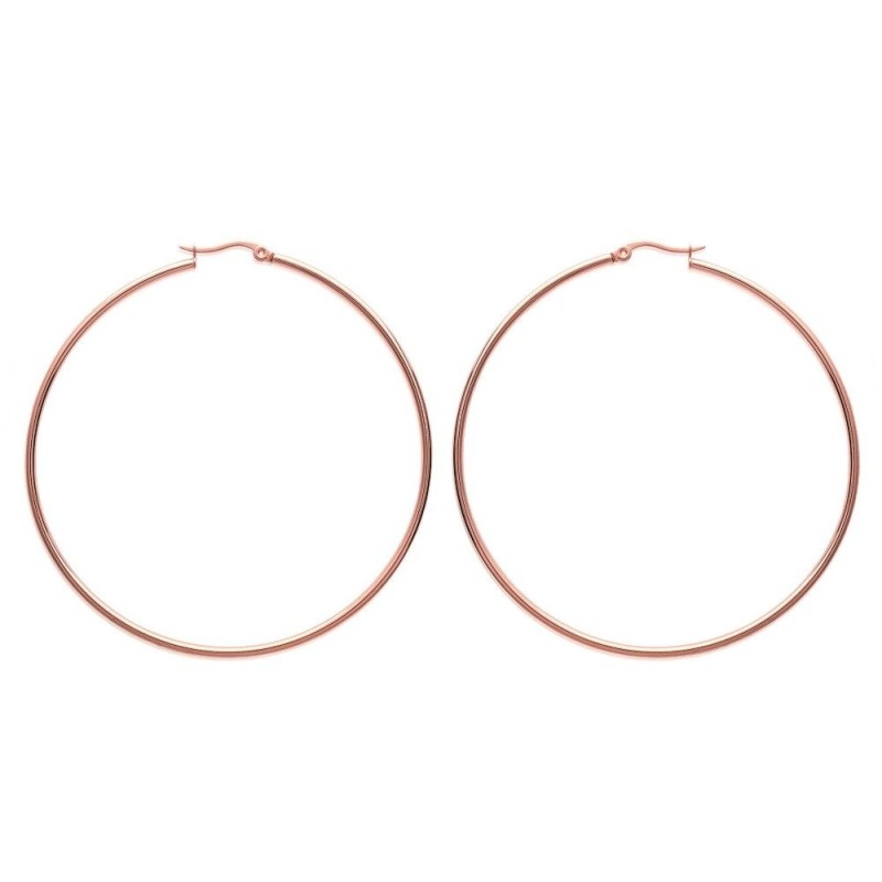 Créoles pour femme en acier rose, diamètre 70 mm - Bianca - Lyn&Or Bijoux