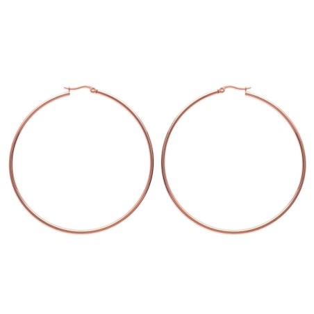 Créoles pour femme en acier rose, diamètre 70 mm - Bianca - Lyn&Or Bijoux