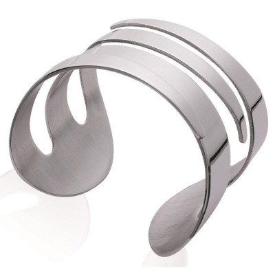 Bracelet manchette en acier gris pour femme - Matrya - Lyn&Or Bijoux