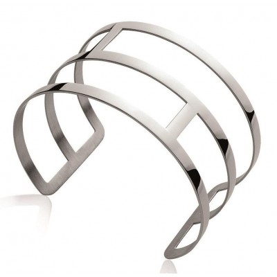 Bracelet manchette en acier gris pour femme - Eniy - Lyn&Or Bijoux