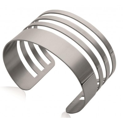 Bracelet manchette en acier gris pour femme - Evvy - Lyn&Or Bijoux