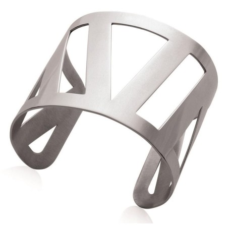 Bracelet manchette en acier gris pour femme - Guila - Lyn&Or Bijoux