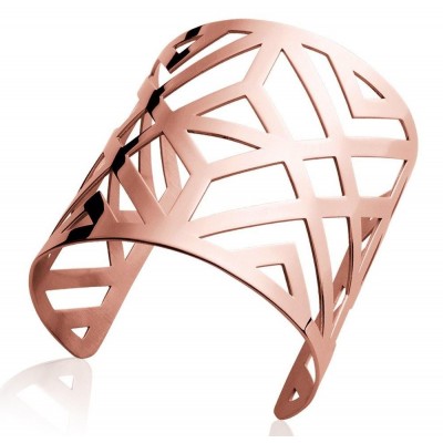 Bracelet manchette en acier rose pour femme - Tryna - Lyn&Or Bijoux