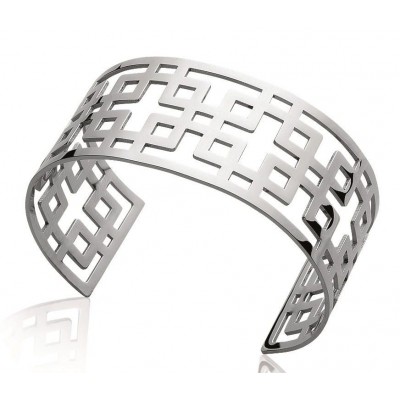 Bracelet manchette pour femme en acier gris - Syllina - Lyn&Or Bijoux