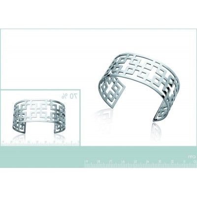 Large bracelet rigide manchette en acier gris, Syllina - Lyn&Or Bijoux