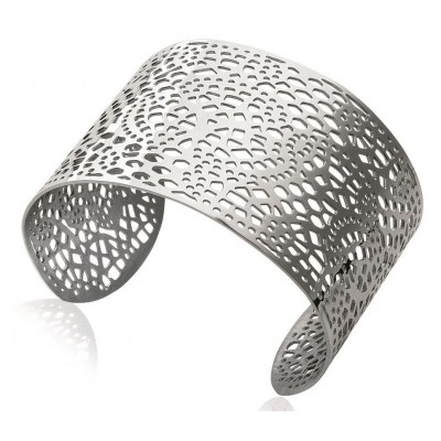 Bracelet manchette en acier gris pour femme - Looping - Lyn&Or Bijoux