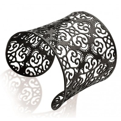 Bracelet manchette en acier noir pour femme - Simila - Lyn&Or Bijoux