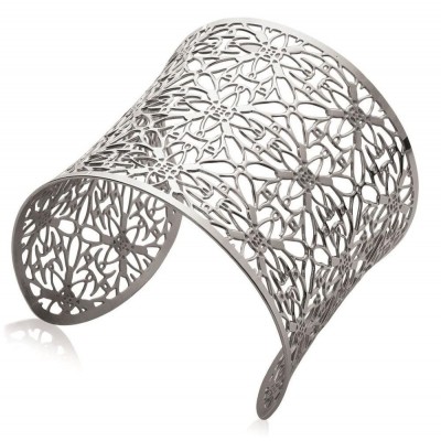 Bracelet manchette en acier gris pour femme - Vima - Lyn&Or Bijoux