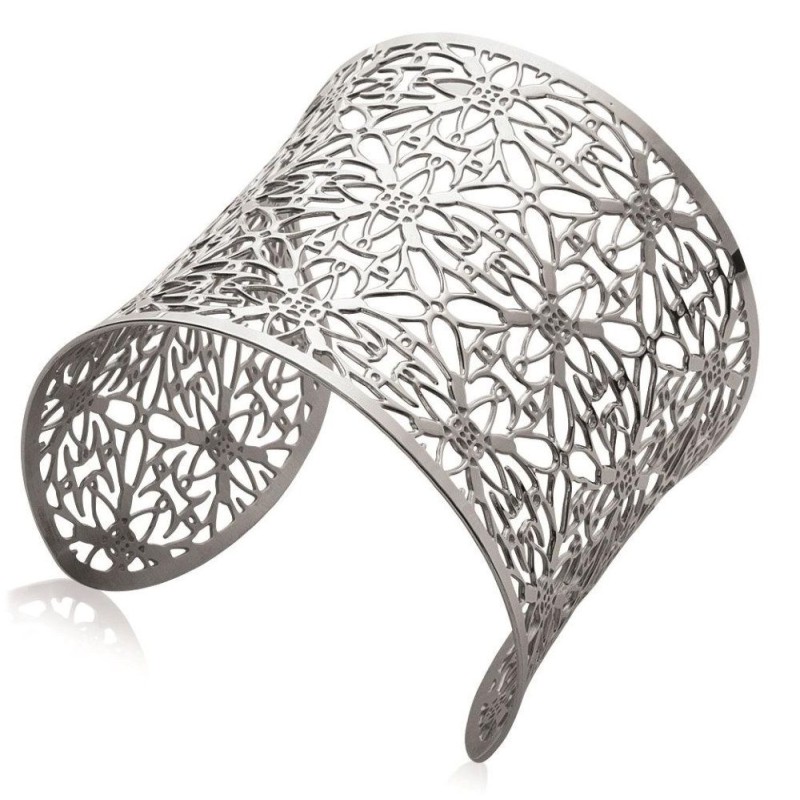 Bracelet manchette en acier gris pour femme - Vima - Lyn&Or Bijoux