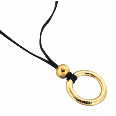 Collier finition dorée et suédine noire LZ pour femme - Cercle - Lyn&Or Bijoux