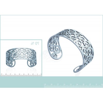 Large bracelet rigide manchette en acier gris, Galilea - Lyn&Or Bijoux